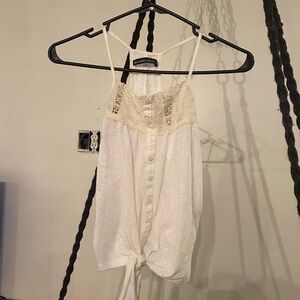 Abercrombie & Fitch White Lace Trim Top